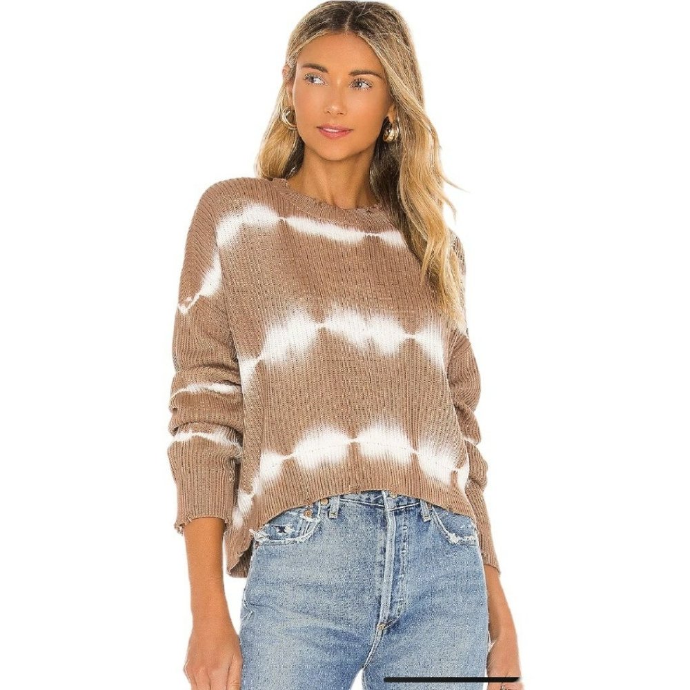 pistola Brown and White Tie-Dye Crew Neck Sweater